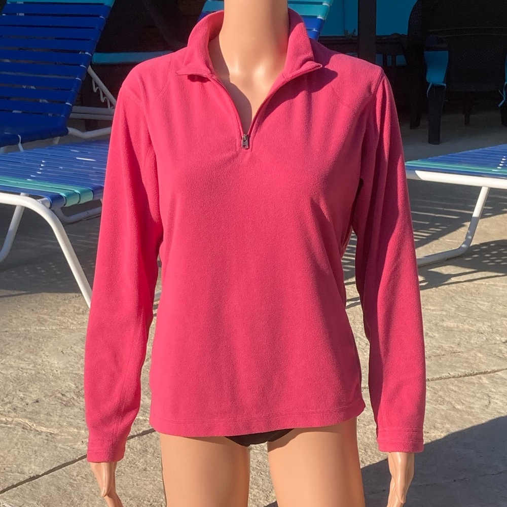 Columbia Quarter Zip Micro Fleece Sweater Bright Pink - Picture 8 of 10